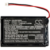 Battery for KOAMTAC KDC30 KDC350 KDC350R2 KDC400 KDC410 KDC411 KDC420 KDC421 KDC450 699800 KDC-BAT400 KDCSPB1200