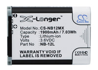 Battery for Canon LEGRIA Mini X PowerShot G1X mark Ⅱ PowerShot N100 VIXIA Mini X NB-12L